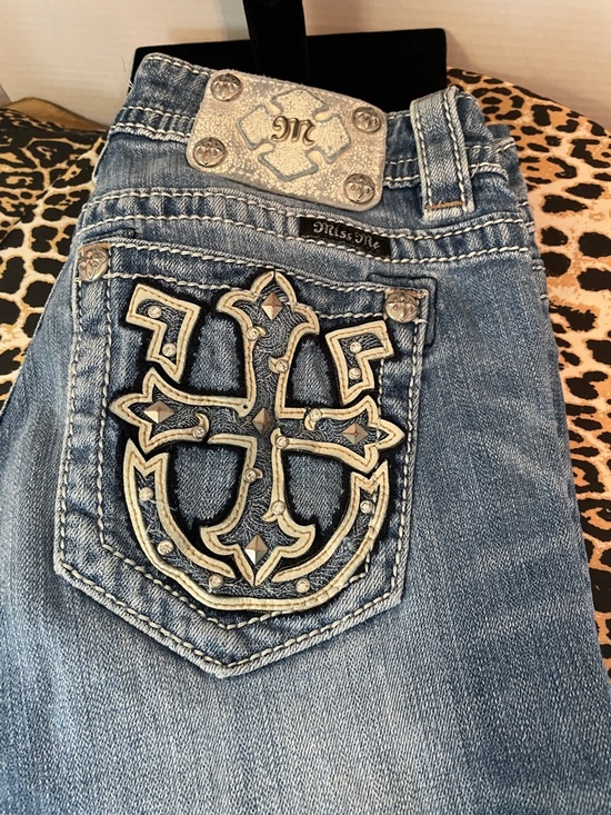 Miss Me Denim - Miss Me Light Blue Denim Jeans with Embroidered Cross Pocket